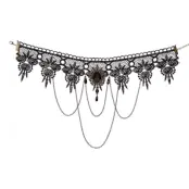 Halsband Choker Svart med Kedjor