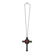 Halsband Kors med Röd Sten