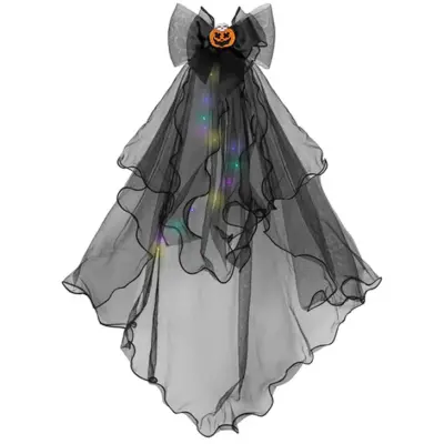 Svart Hårklämma Med Utsmyckad Slöja LED