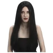 Lång Svart Peruk