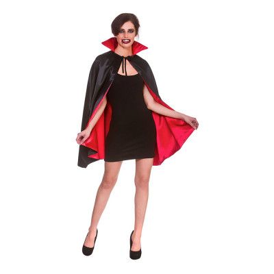 Vampyrcape i Satin Kort Svart/Röd med Ståkrage - One size