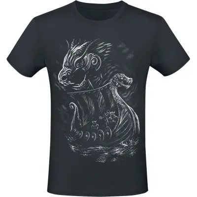 Axel Hermann T-shirt - Viking Ship - S 4XL - för Herr - svart