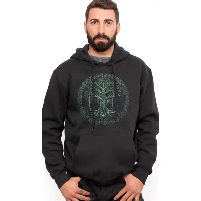 Outer Vision Luvtröja - Viking Thor Man's Hoodie Vicero - S XXL - för Herr - svart